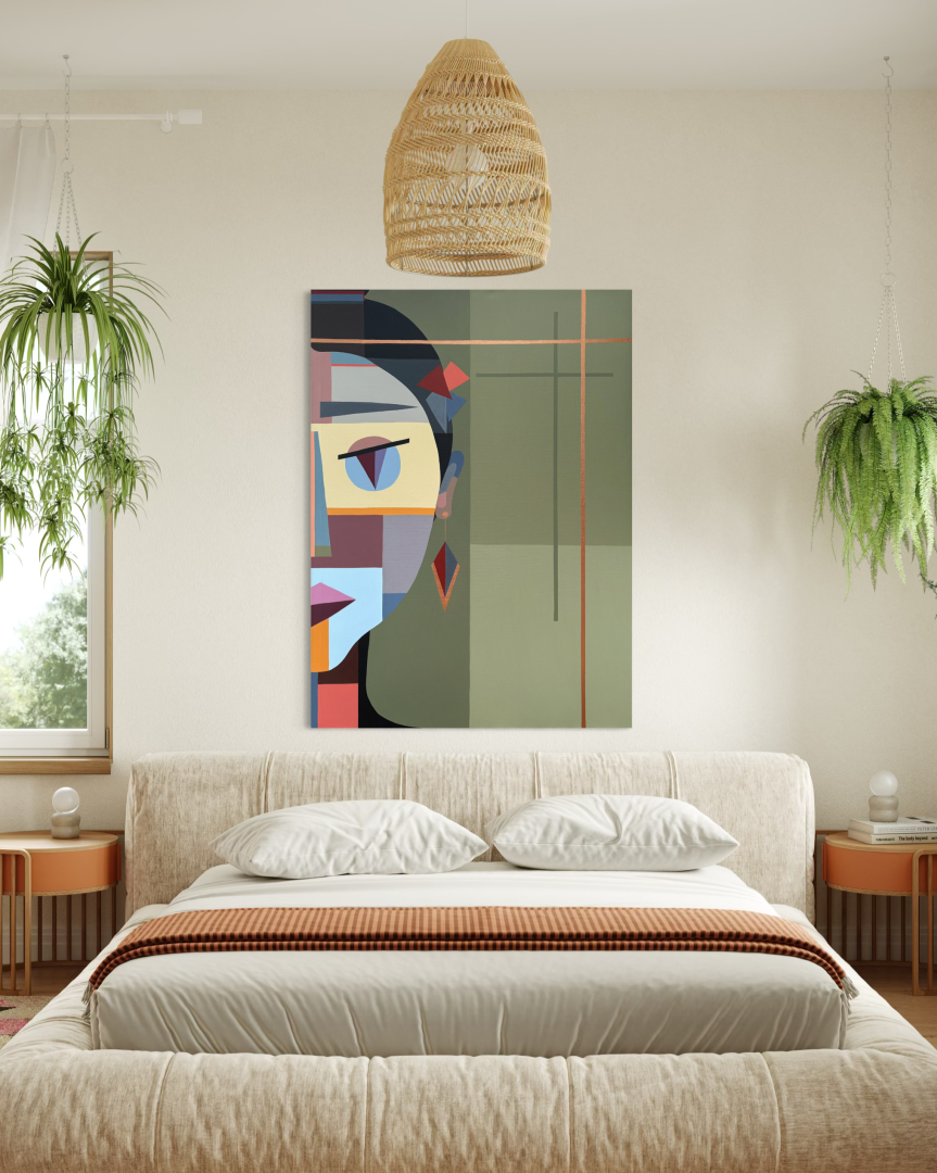 Tűnődő, 90x130 cm, geometriai, modernművészet 5